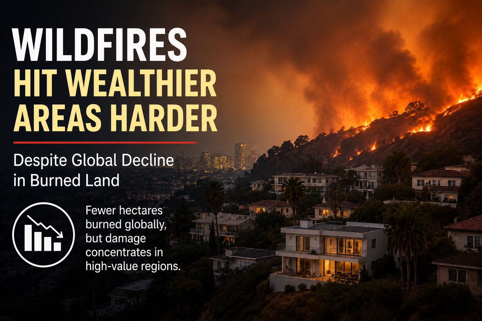 Wildfires Increasingly Threaten Wealthier Communities Despite Global Decline in Burned Land