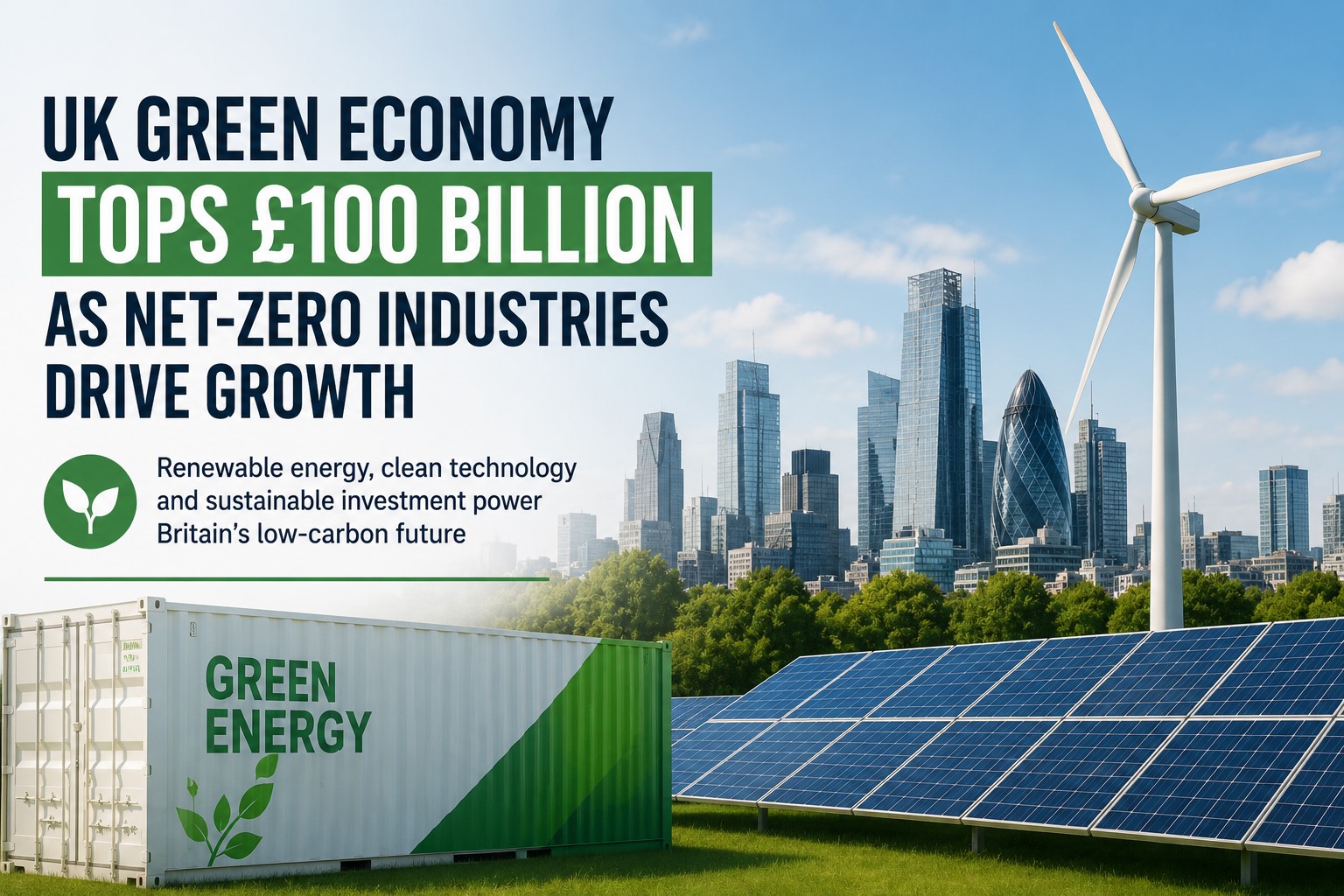 UK's Green Economy Surpasses £100 Billion as Net-Zero Industries Expand