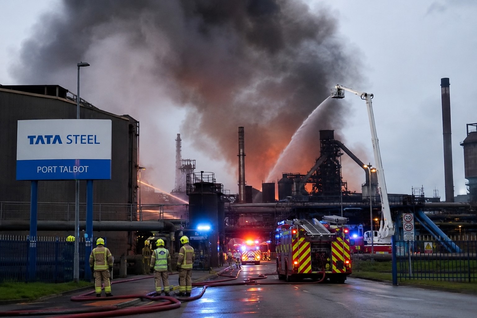 Firefighters Tackle Massive Blaze at Tata Steel Facility in Port Talbot