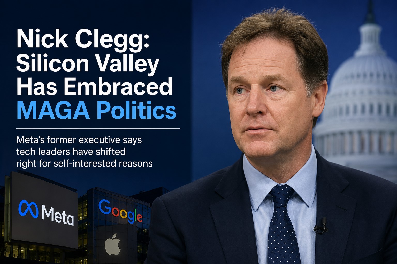 Nick Clegg Claims Silicon Valley Has Shifted Towards Conservative Politics