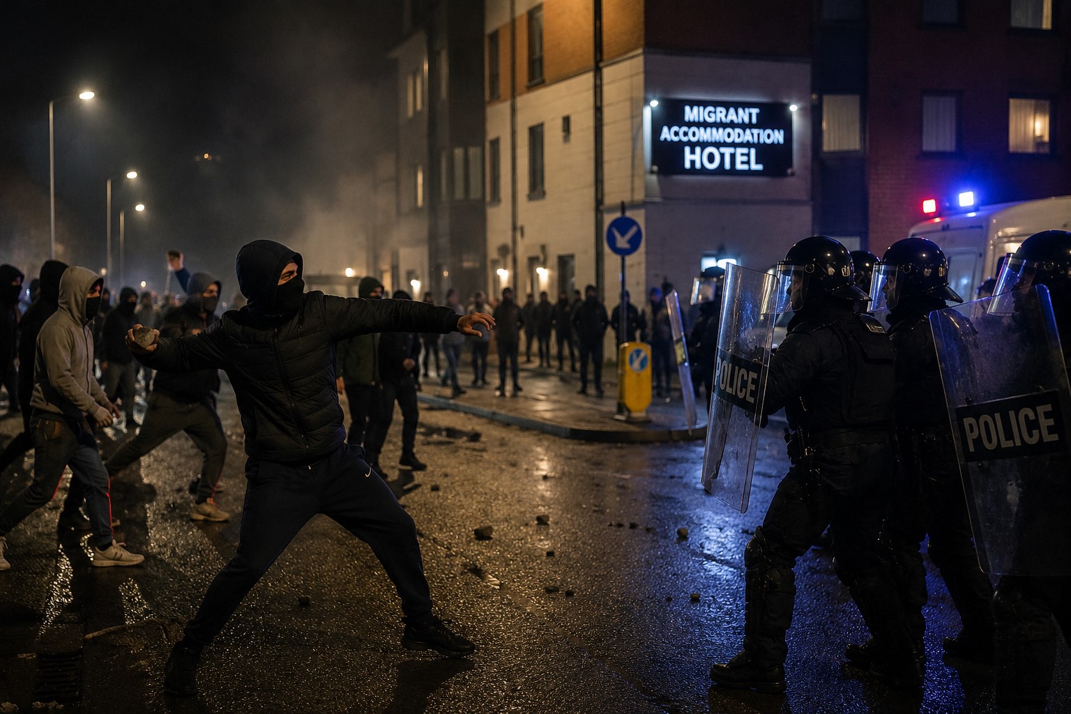 Police and Rioters Clash Near Belfast Migrant Accommodation Amid Rising Tensions