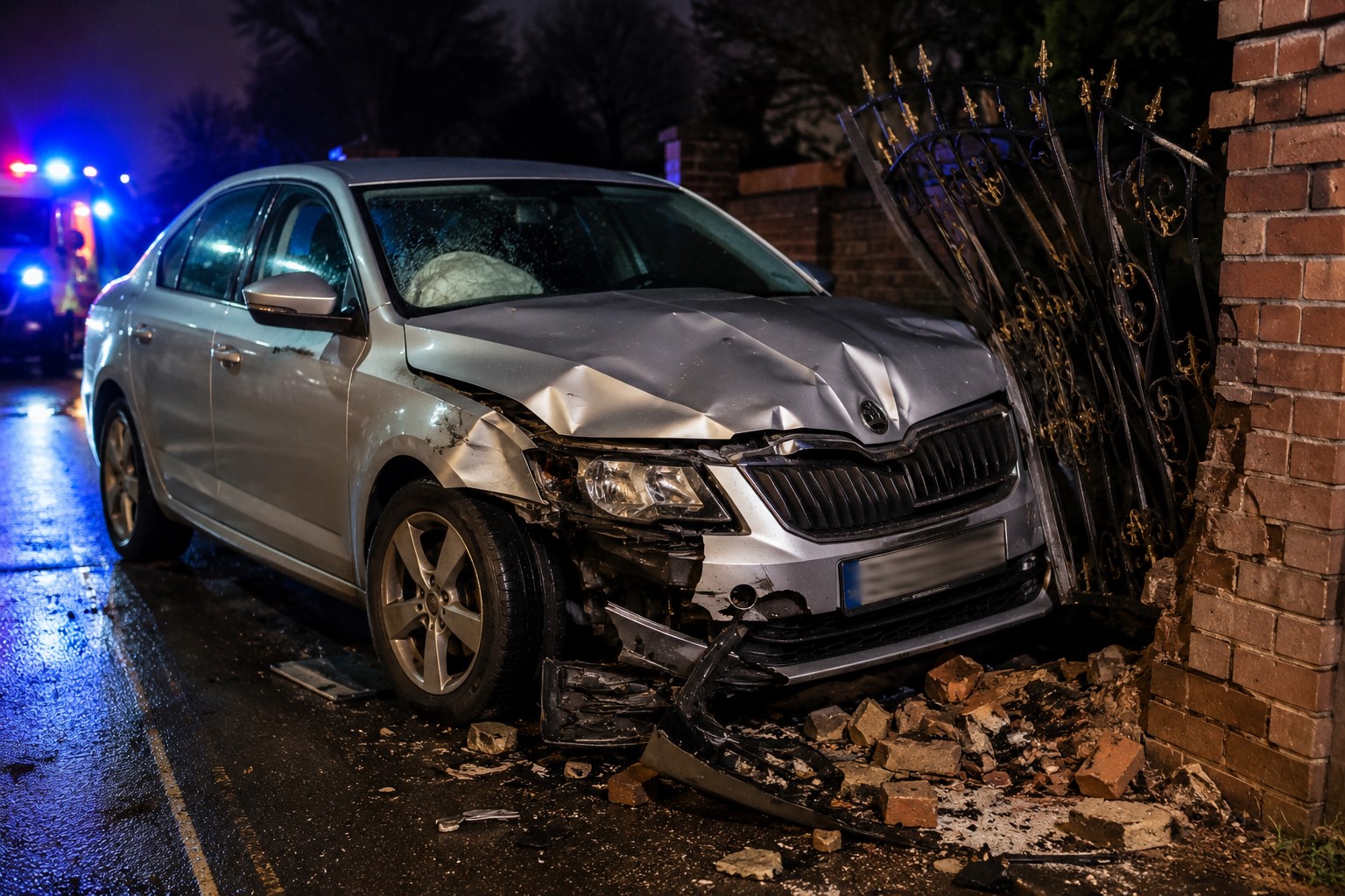 Woman Seriously Injured After Car Crashes Into Wall and Gates