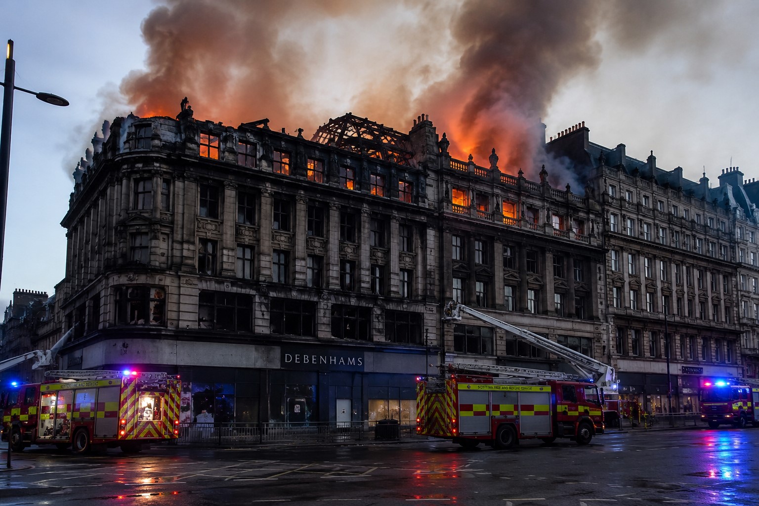 Historic Building Ravaged by Fire on Edinburgh’s Princes Street