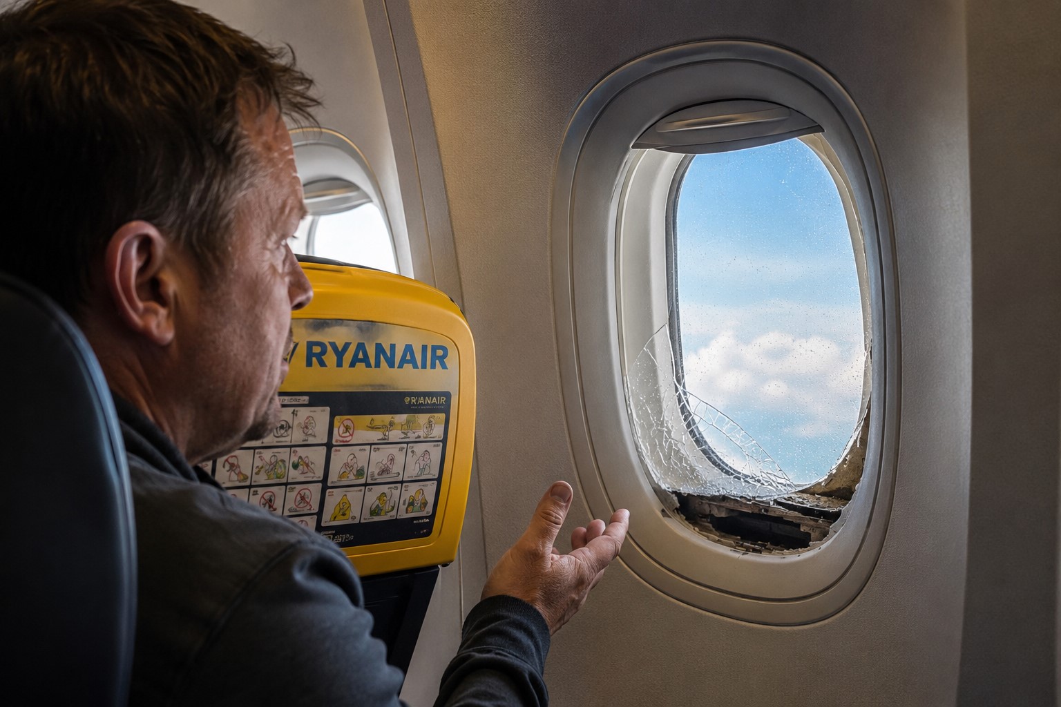Ryanair Passenger Narrowly Escapes After Window Panel Fails During Flight